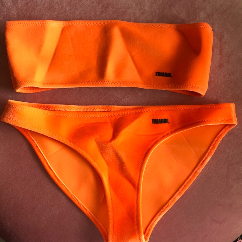 Orange Triangl Bathing Suit